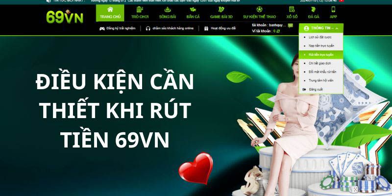 Điều kiện để rút tiền 69VN siêu nhanh